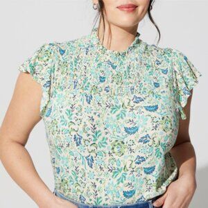 Torrid Plus Size- Cotton Modal Jersey Smocked Mock Neck Top